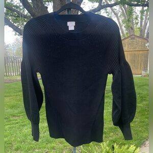 Chicos Black Balloon Sleeve Sweater Size 1